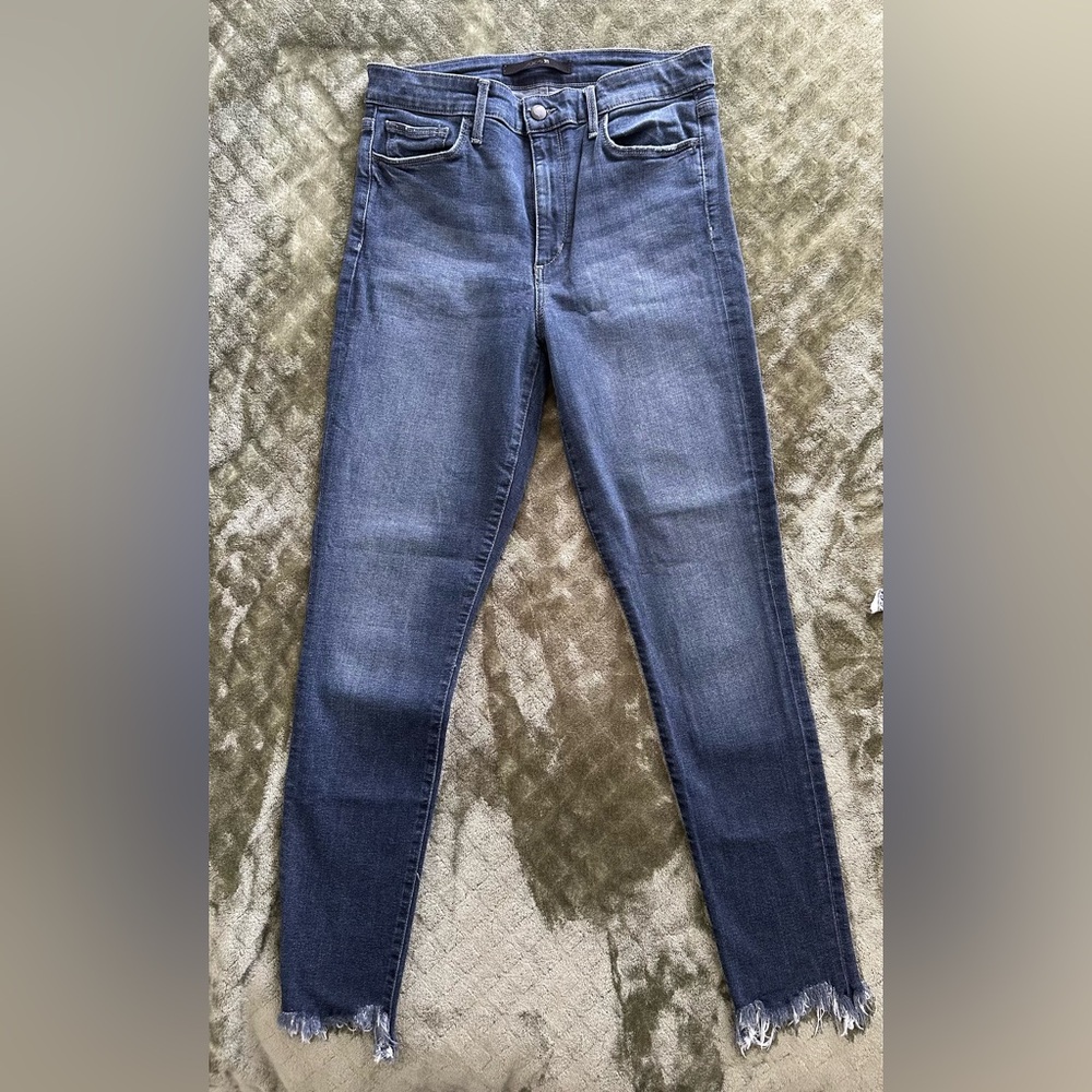 Joe’s Jeans High Rise Skinny Ankle Jeans Distressed Hem Size 28